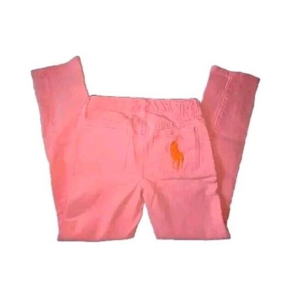 Sz 10 Polo Ralph Lauren Demin Jean Pants Girls BIG Pony Embroidered Slim Fit - Picture 1 of 7